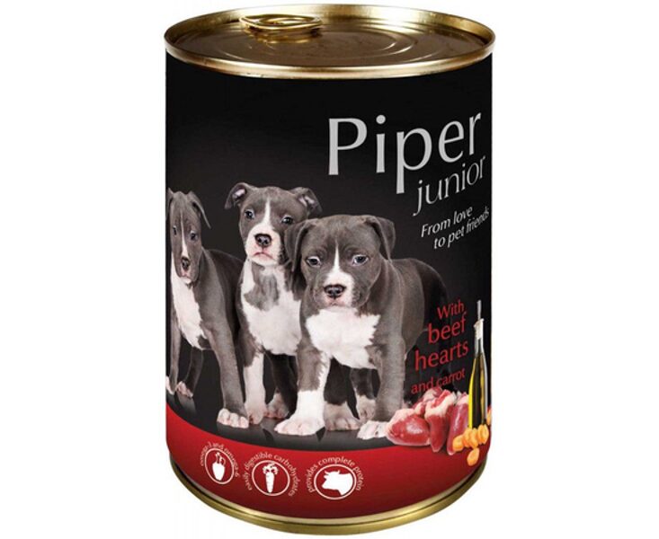 Piper Junior Beef Hearts and Carrot 400g - Kucēniem ar liellopa sirdi un burkāniem